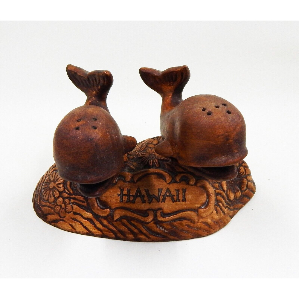 Treasure Craft Hawaii Whale Salt & Pepper Shakers Vintage Mid Century